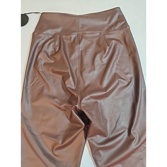 Offline By Aerie Real Luxe Faux Leather Leggings Brown Size M New - Picture 4 of 14